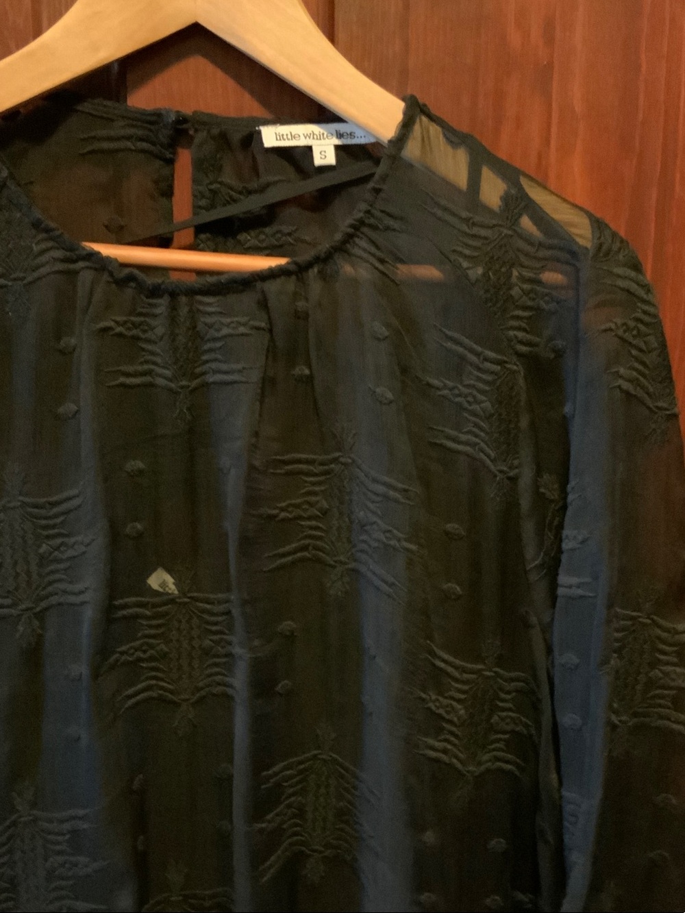 Little White Lies Black Textured Long-Sleeve Dress (Small)